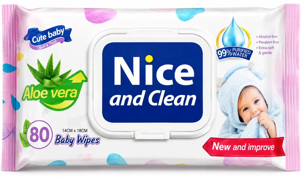 Nice and clean wet wipes 80pcs Pink