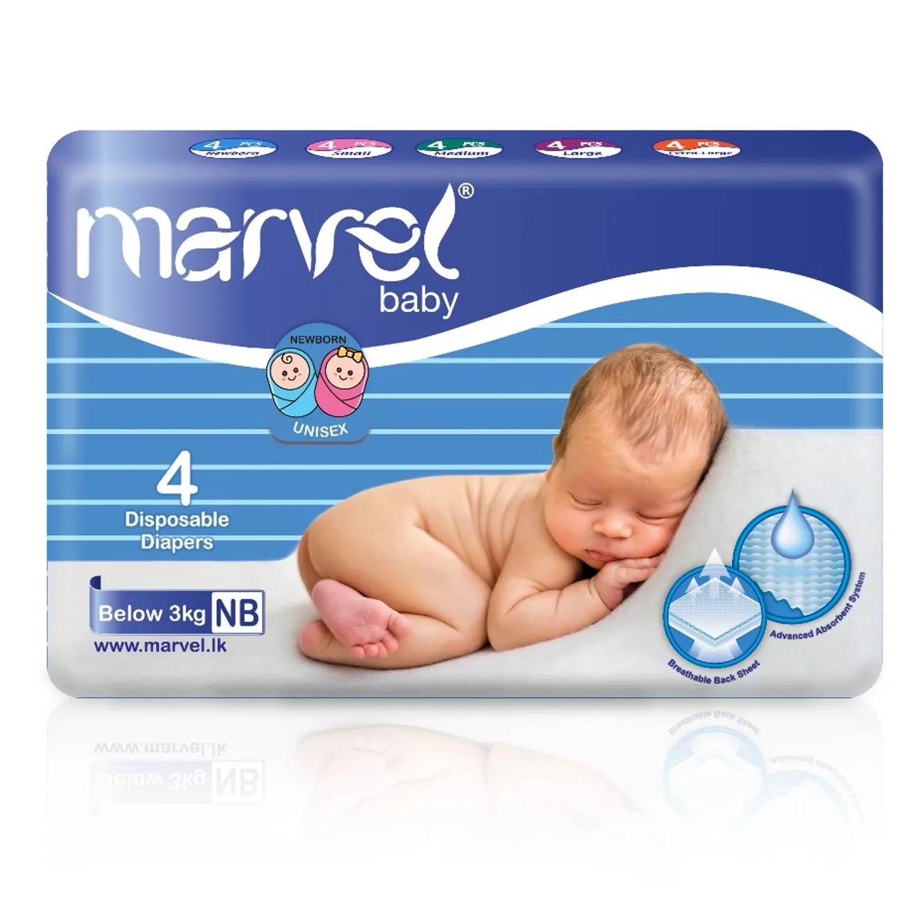 Marvel Baby Diapers - New Born (4pcs)